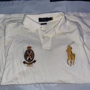 Ralph Lauren Cream Polo Shirt with Gold Accents